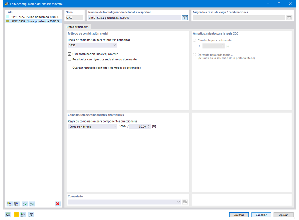 Configuración del análisis espectral