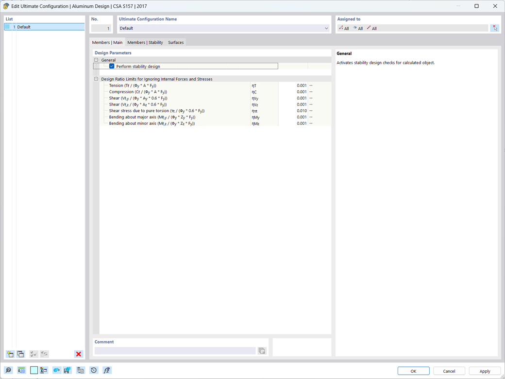 Tabla de configuraciones de aluminio que muestra diferentes parámetros de resistencia para aplicaciones estructurales.