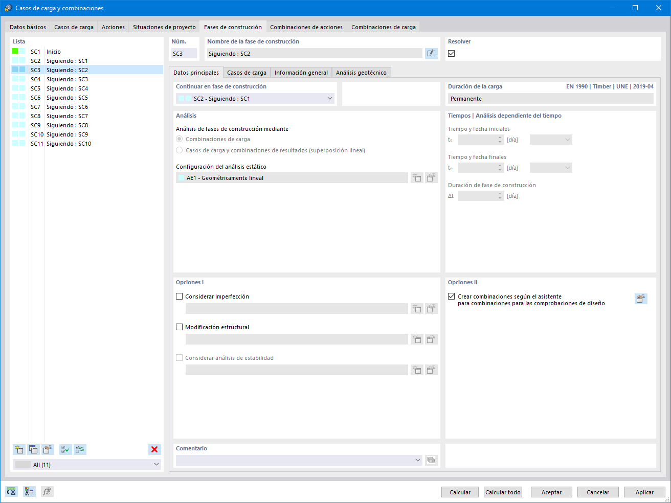 Configuración de análisis