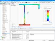 Representación tabular de propiedades de sección y distribución de tensiones gráficas para el cálculo general de secciones.