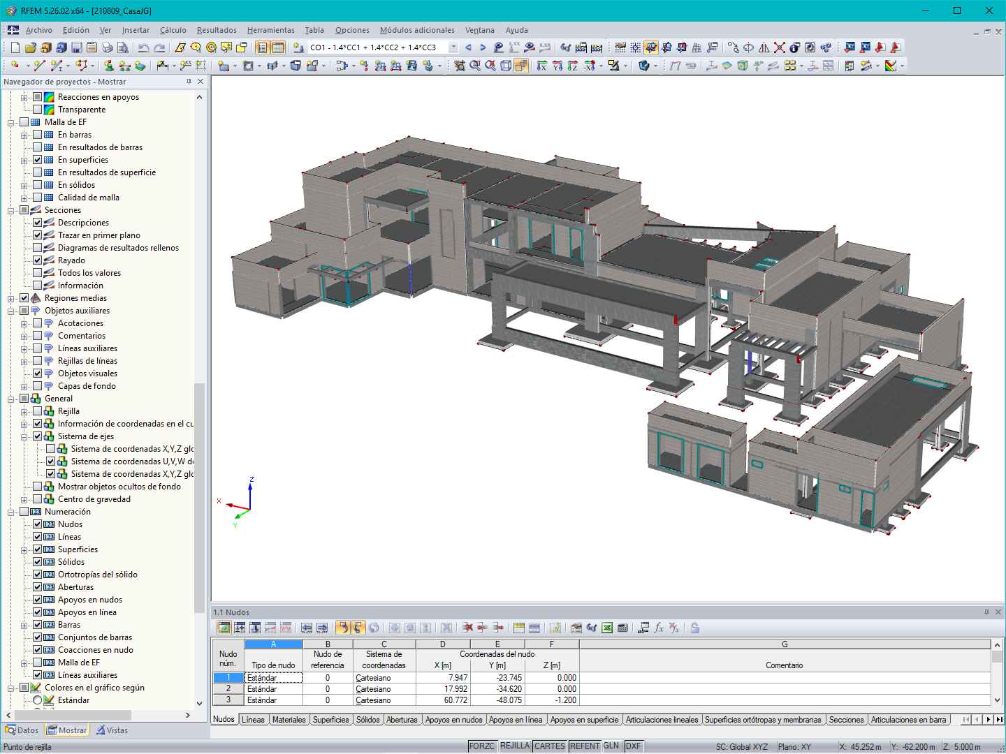 Modelo de la edificación residencial en 3D de RFEM (© JCR Estructural)