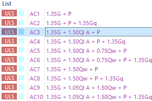 Nombres de la combinación con descripciones de las categorías de las acciones