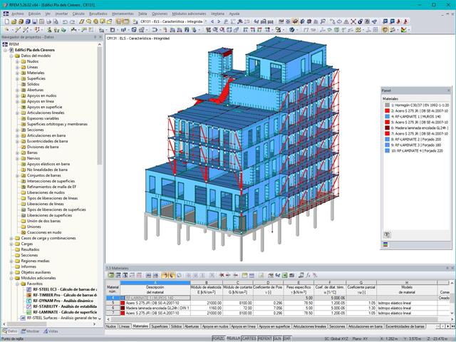 Modelo en 3D del edificio de viviendas en RFEM (© Estudi M103)