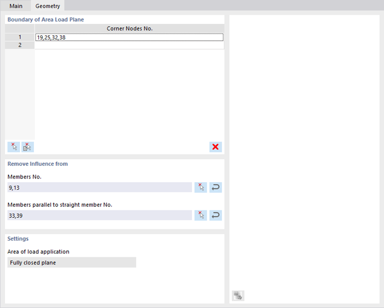 Definición de la geometría del plano de carga superficial
