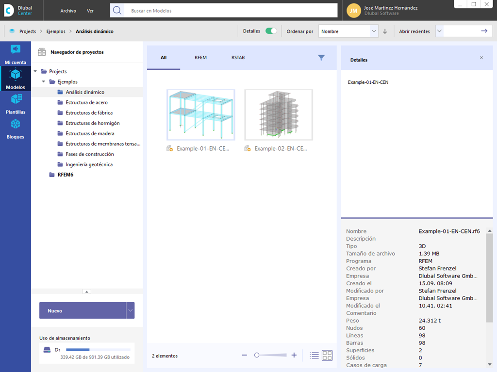 Sistema de gestión centralizada | Gestión de proyectos, datos de clientes, bloques y plantillas de uniones de acero