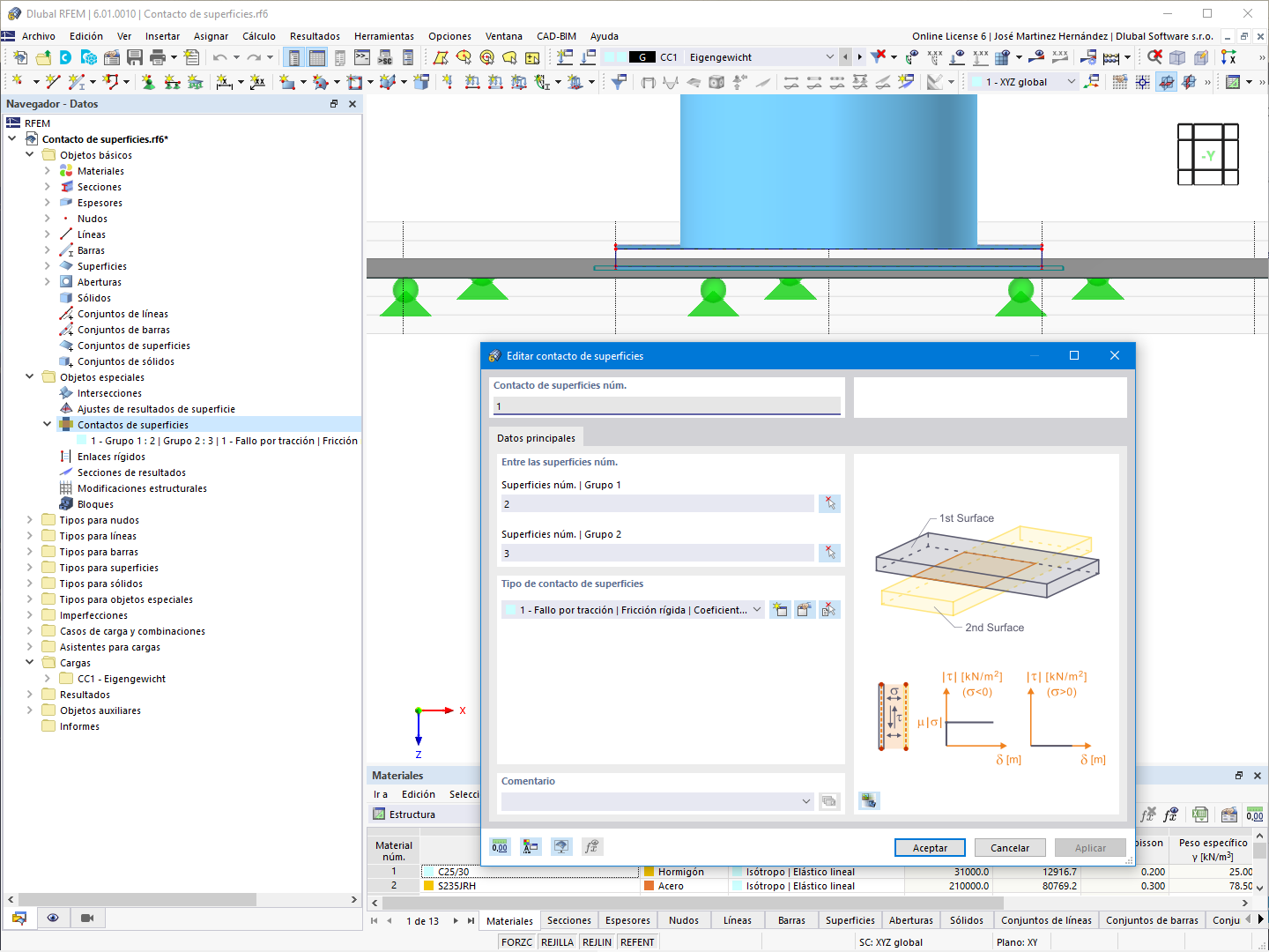 Contacto de superficies
