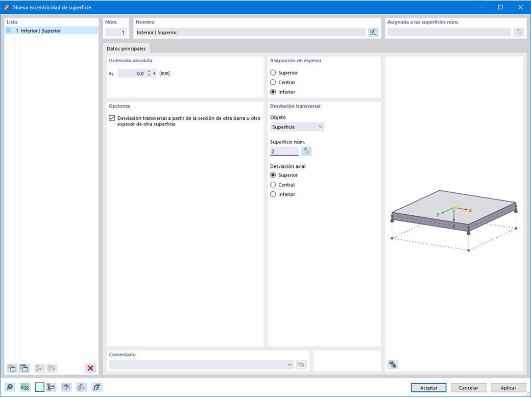 Excentricidad de la superficie