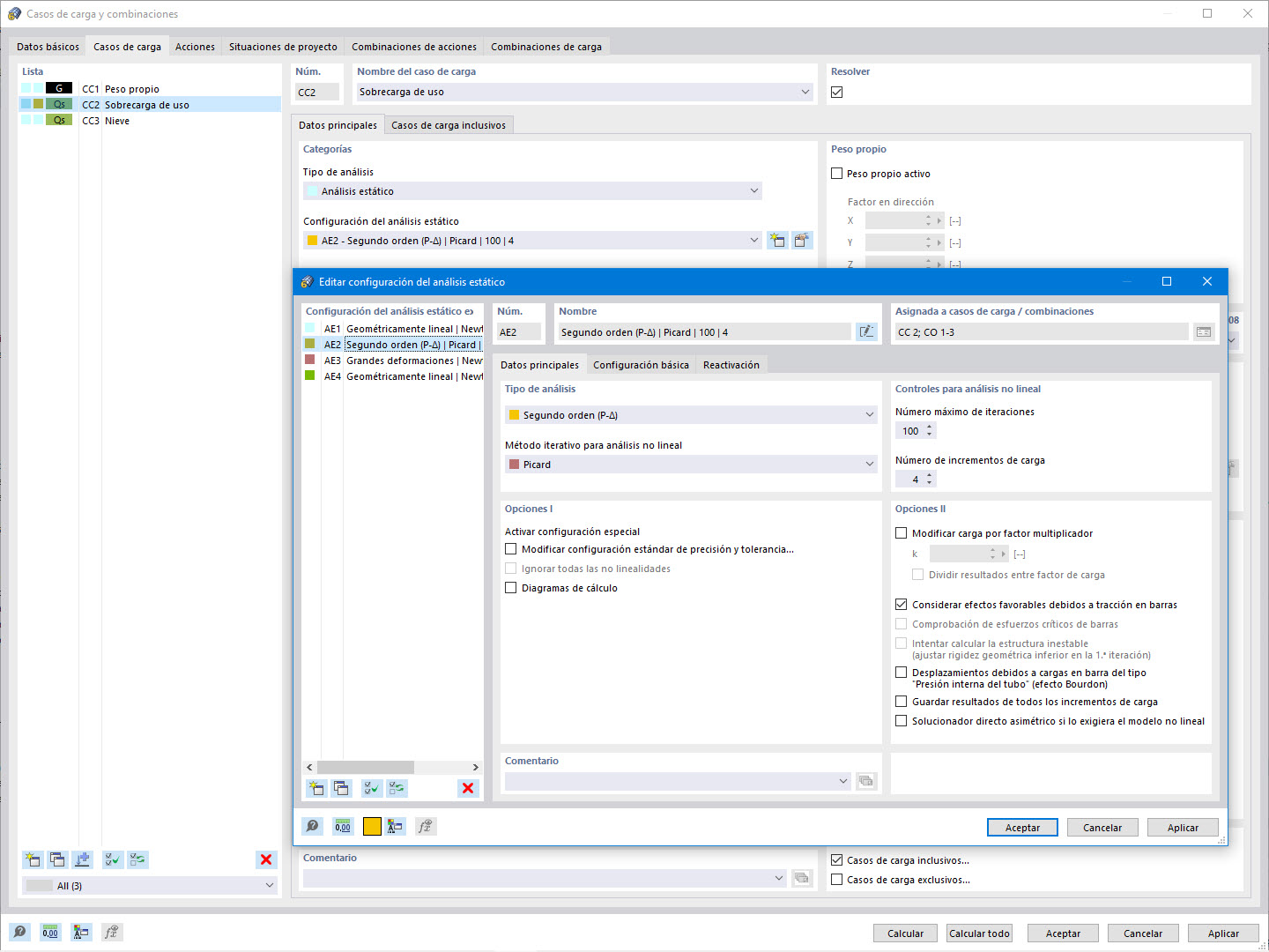 Cuadro de diálogo "Análisis estático"