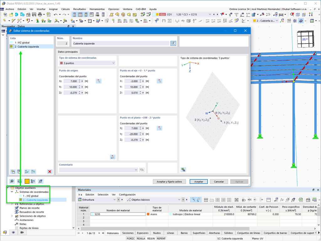 Organización global de sistemas de coordenadas definidos por el usuario