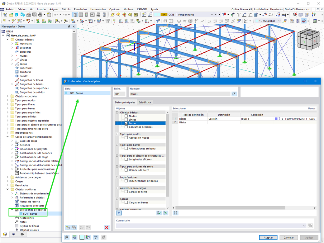 Diálogo de selección de objetos