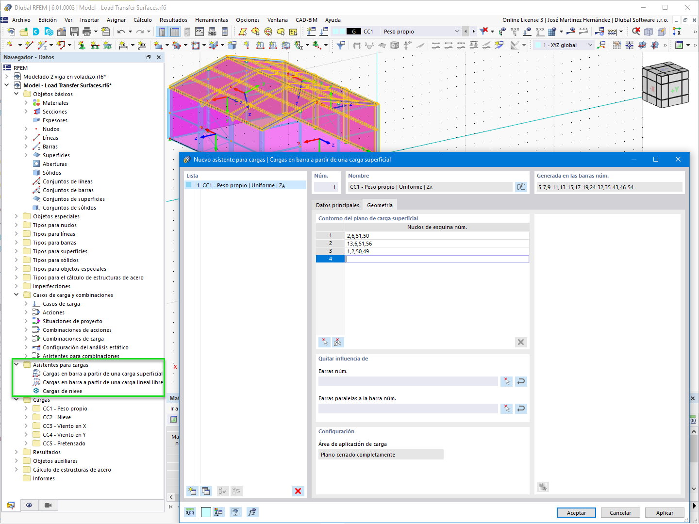 Asistentes para cargas en RFEM 6
