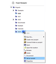 Abrir menú contextual de proyecto