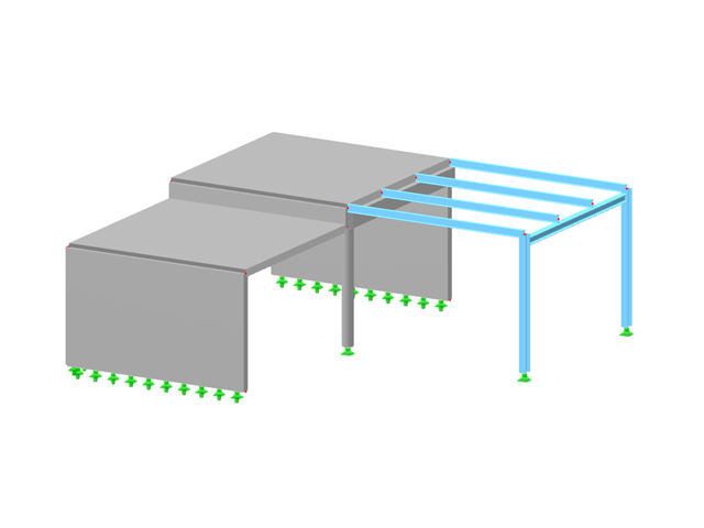 Estructura de hormigón con plataforma de acero adjunta