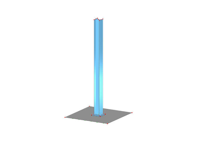 Columna de acero con placa base y contacto con la superficie