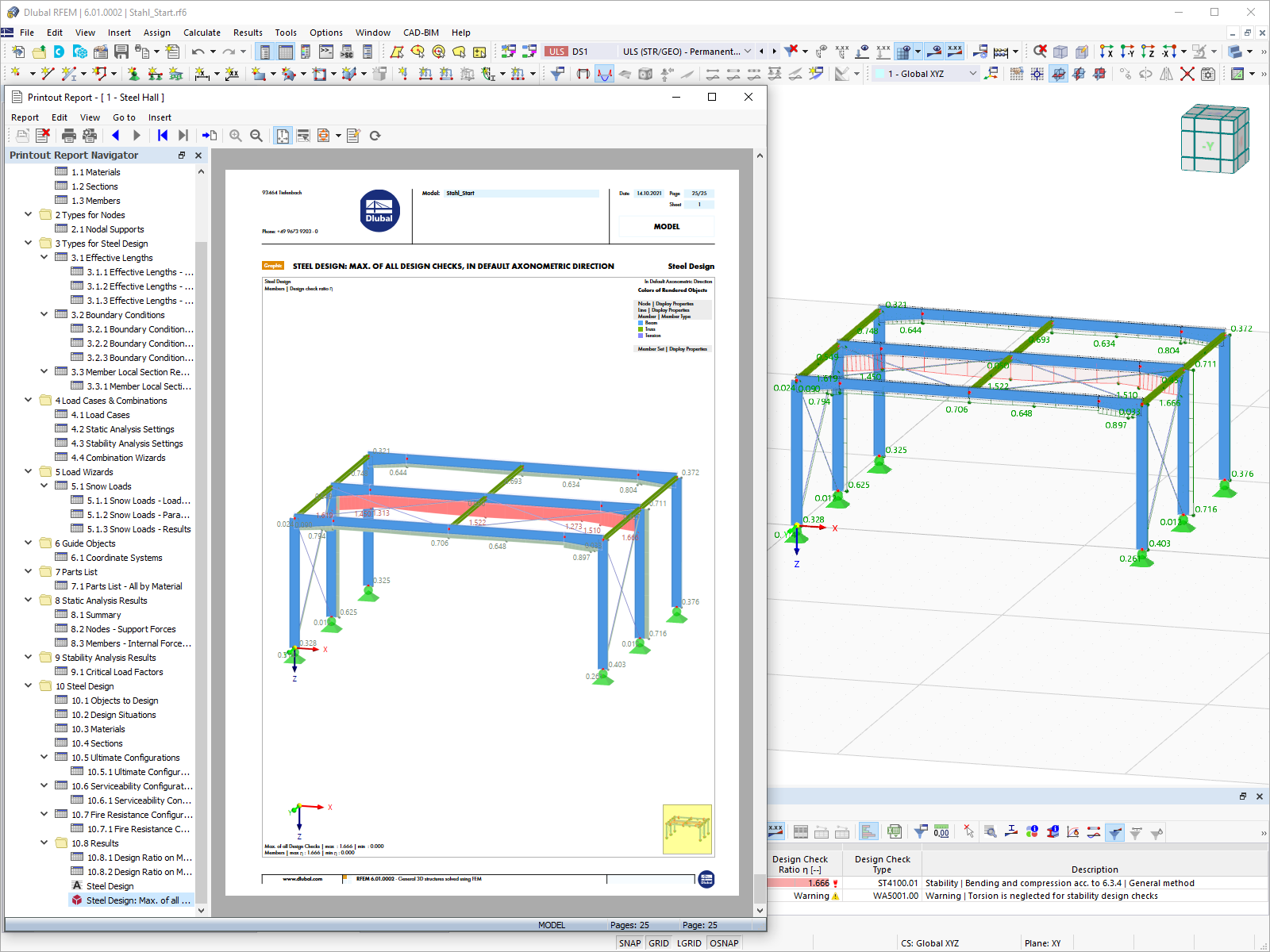 Modificación interactiva del informe en RFEM 6