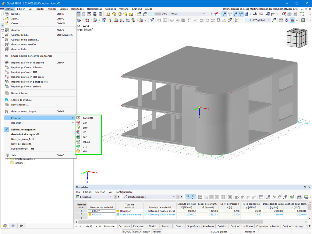 Nuevos formatos de archivo para exportación