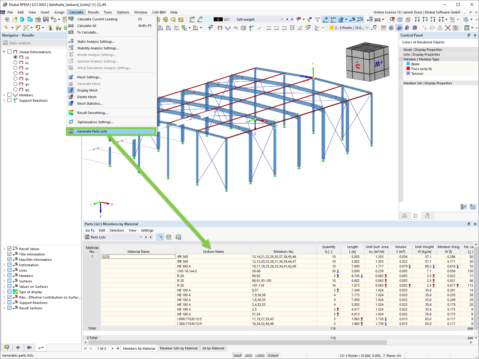 Crear listas de piezas