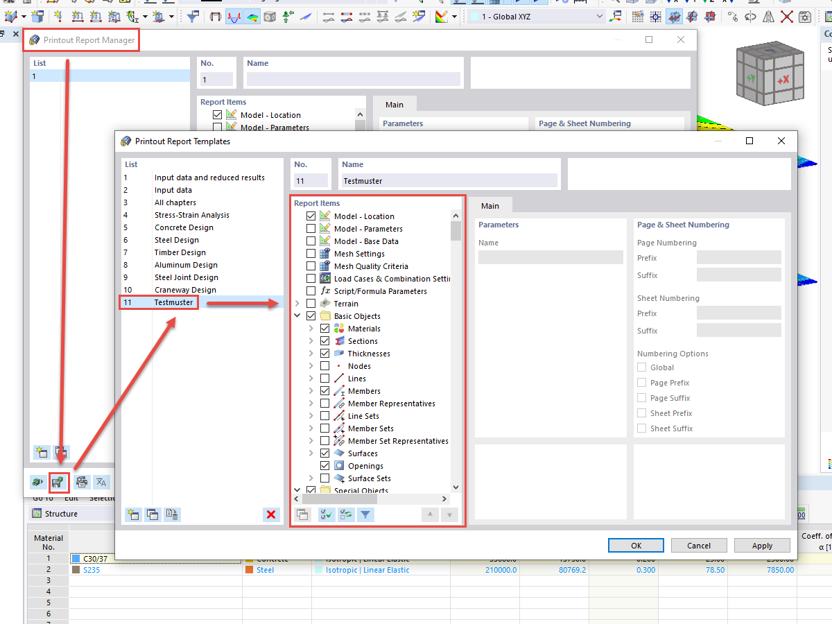 FAQ 005119 | Cómo crear informes normalizados en RFEM 6 y RSTAB 9 y usarlos como plantillas en otros equipos.
