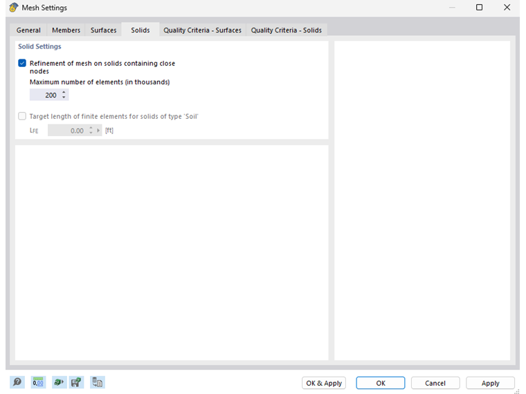 Diálogo "Configuraciones de malla", pestaña "Sólidos"