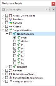 Selección de resultados del apoyo en nudo en el navegador