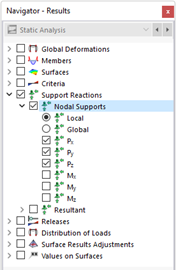 Selección de resultados del apoyo en nudo en el navegador