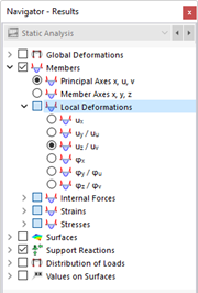 Selección de deformaciones de barras locales en el navegador