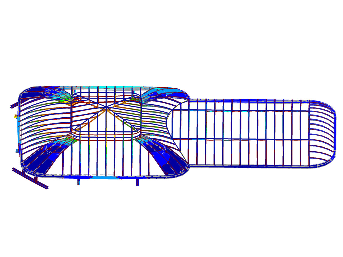 Resultados de las deformaciones en el modelo de RFEM (© Bellapart)