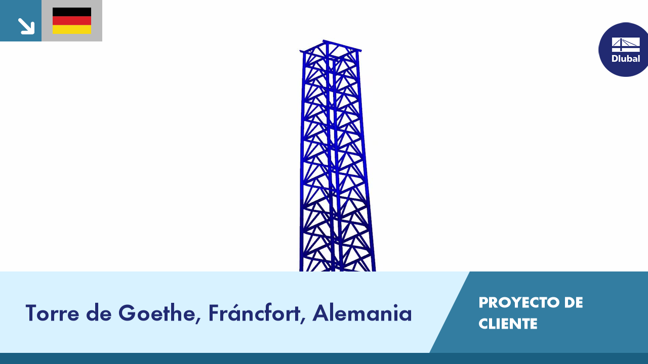 Vista de la torre Goethe en Fráncfort del Meno como parte de un proyecto de construcción