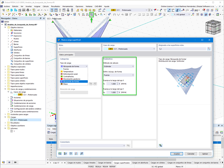 Carga superficial - Tipo de carga de búsqueda de forma