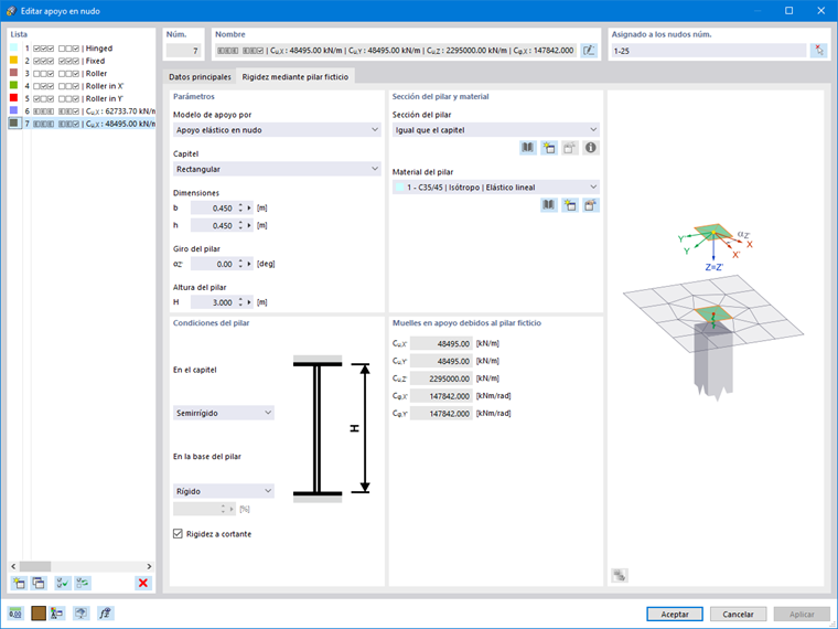 Determinación de la rigidez elástica del pilar