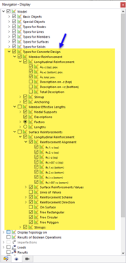 Opciones de visualización para tipos de diseño de hormigón