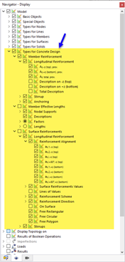 Opciones de visualización para tipos de diseño de hormigón