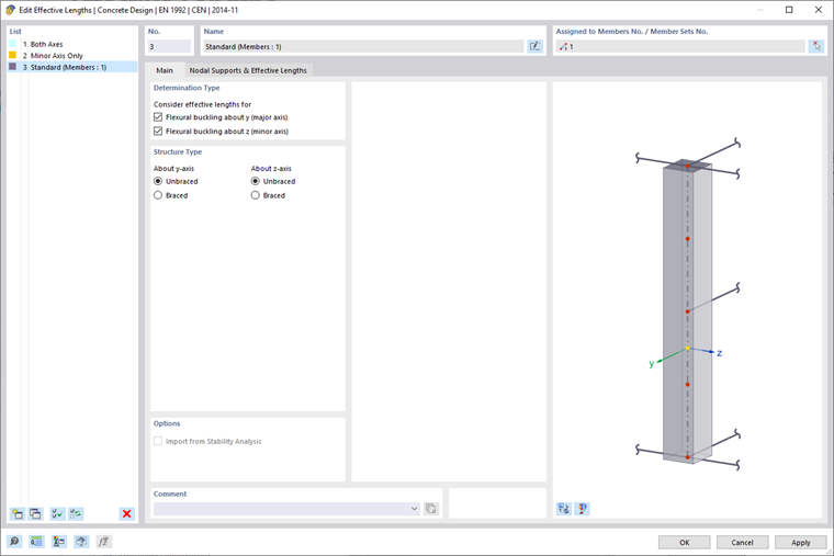 Cuadro de diálogo 'Nuevas longitudes eficaces'