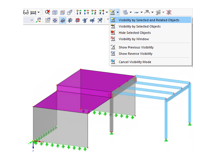 Botones para visibilidades en la ventana de trabajo
