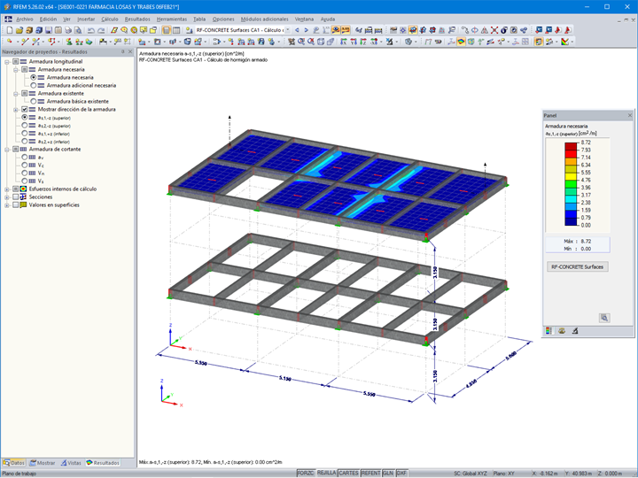 Armadura necesaria de losas y trabes (vigas) (© SIE.istmo Servicio de Ingeniería Estructural)