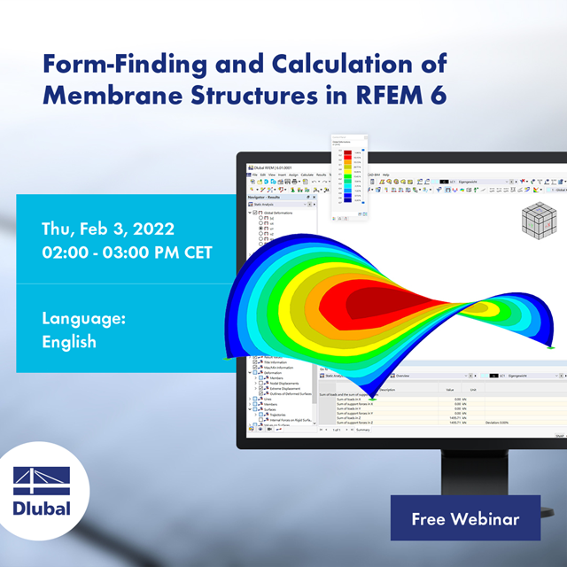 Búsqueda de forma y cálculo de estructuras de membranas en RFEM 6