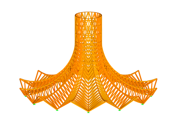 Modelo de la estructura de la cubierta en RSTAB (© PIRMIN JUNG)