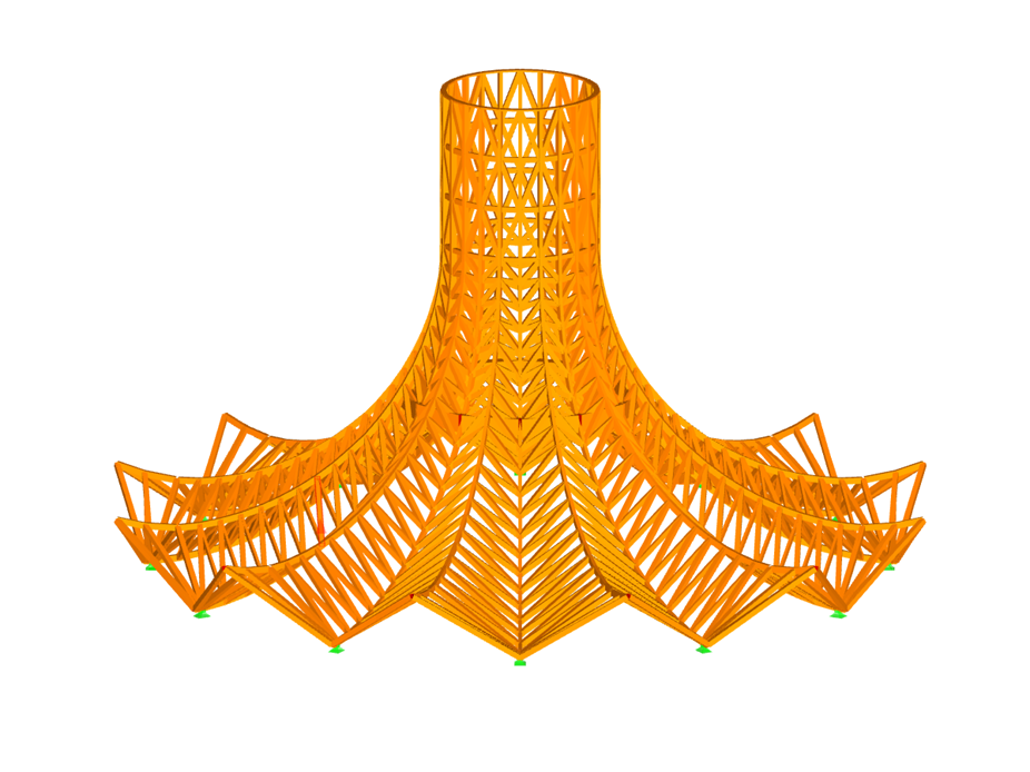 Modelo de la estructura de la cubierta en RSTAB (© PIRMIN JUNG)