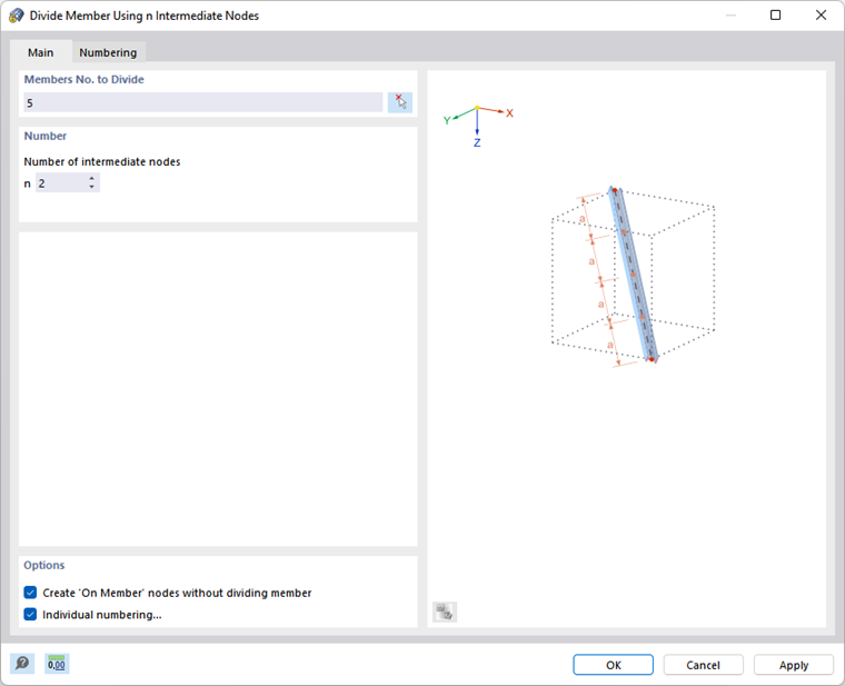 División de una barra en puntos a un tercio
