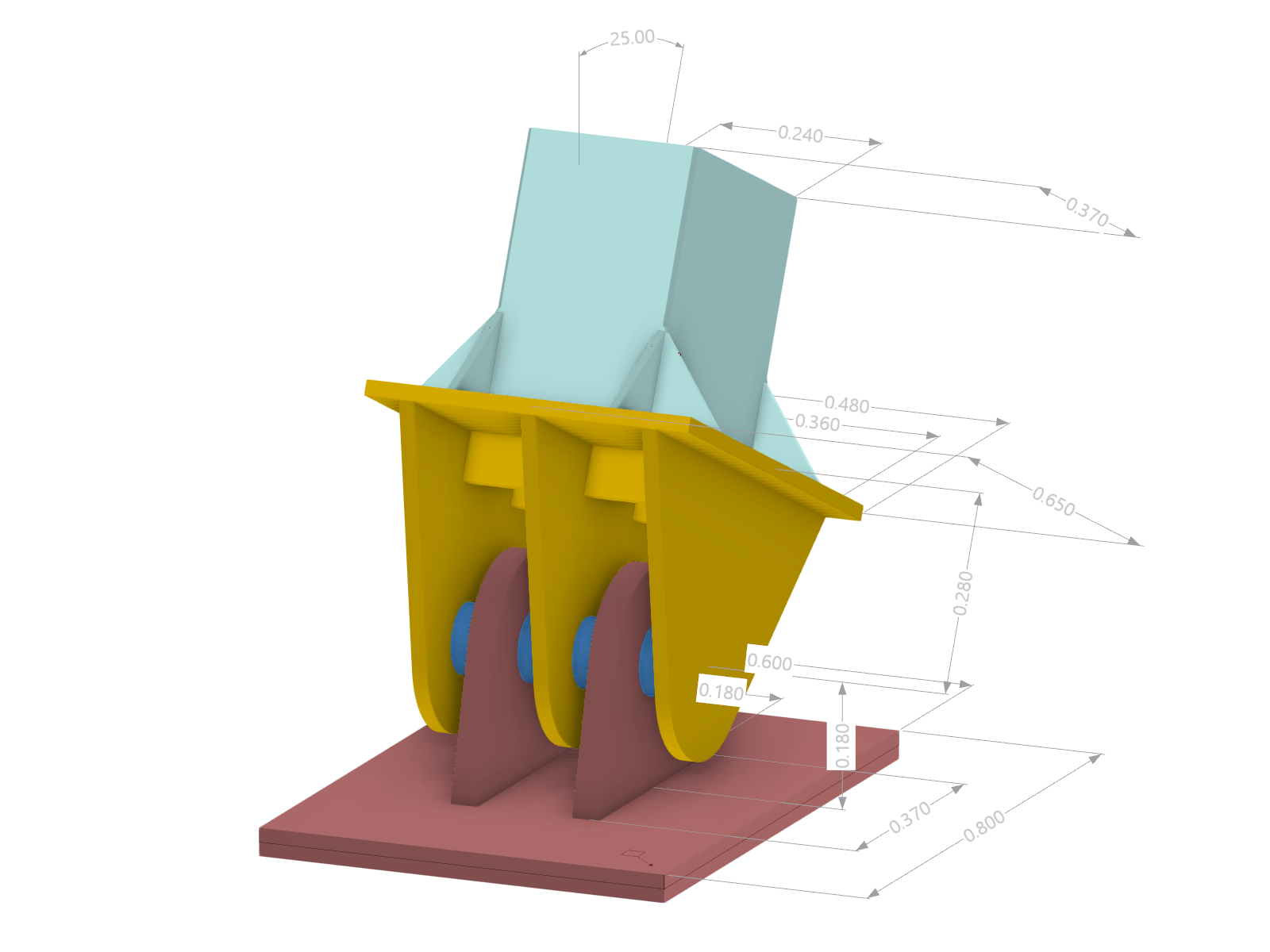 Soporte articulado de la columna de acero, dimensiones