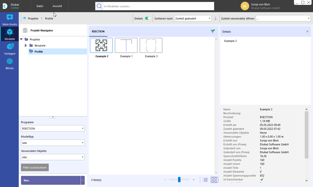 Organización de modelos en el Centro de Dlubal