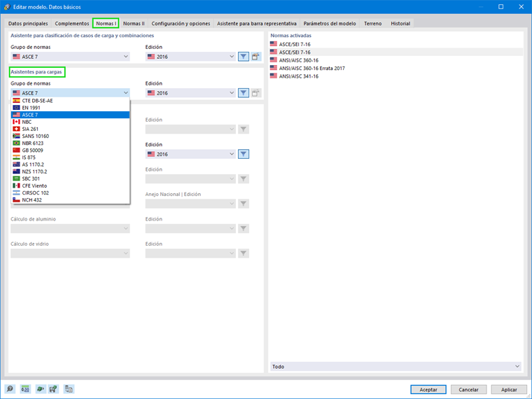 Activación de normas para asistentes para cargas
