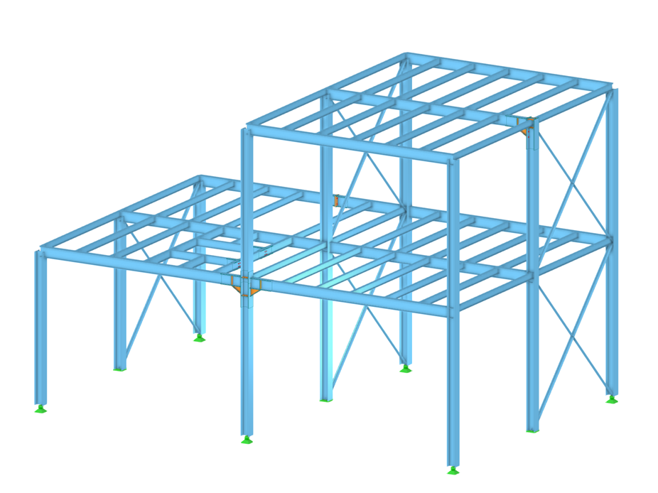 Estructura de pórtico de acero con juntas de acero