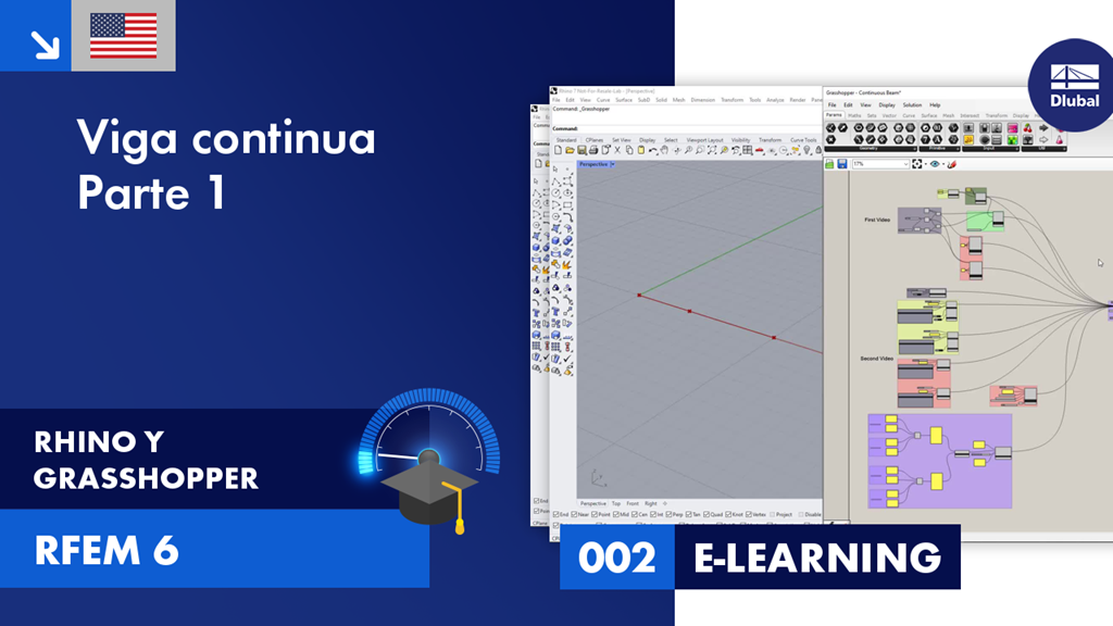 Tutorial que muestra los pasos iniciales para simular una viga continua en RFEM 6 usando Rhino-Grasshopper