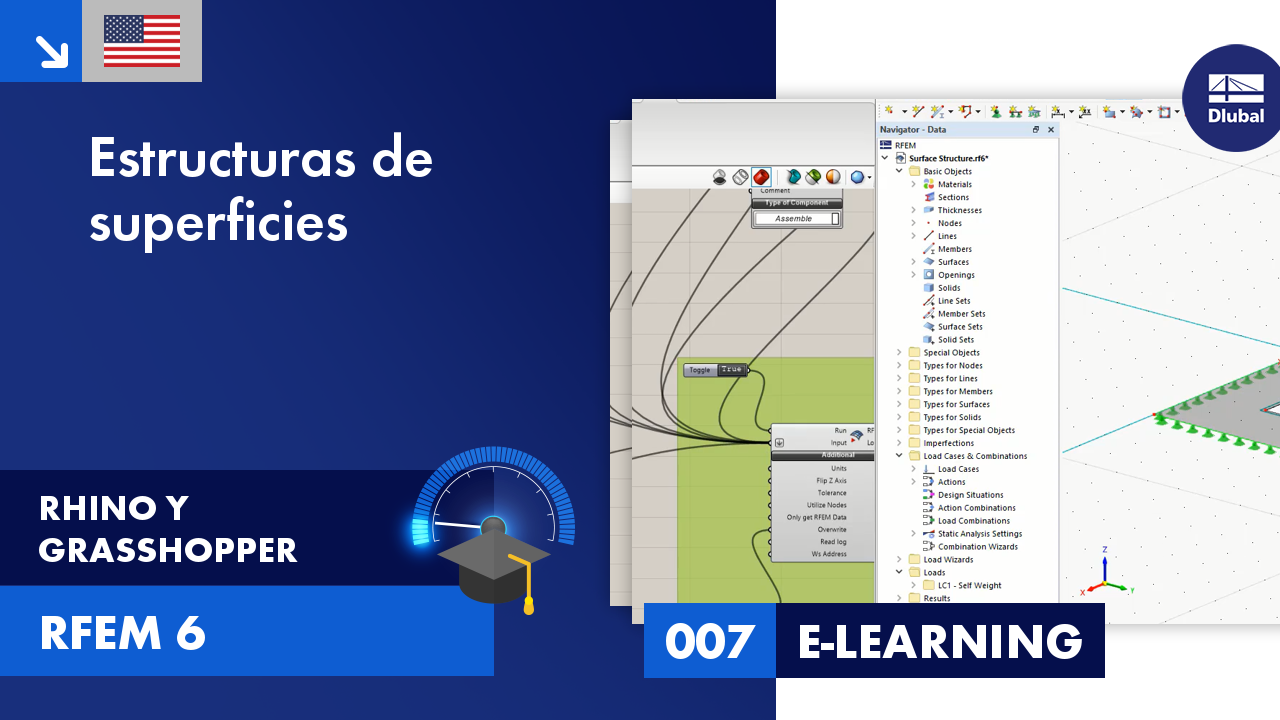Estructura de superficies innovadora creada con las herramientas de diseño paramétrico Rhino y Grasshopper para geometrías complejas.