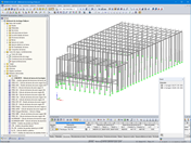 Modelo de la estructura de hormigón de un edificio de almacenamiento en RSTAB