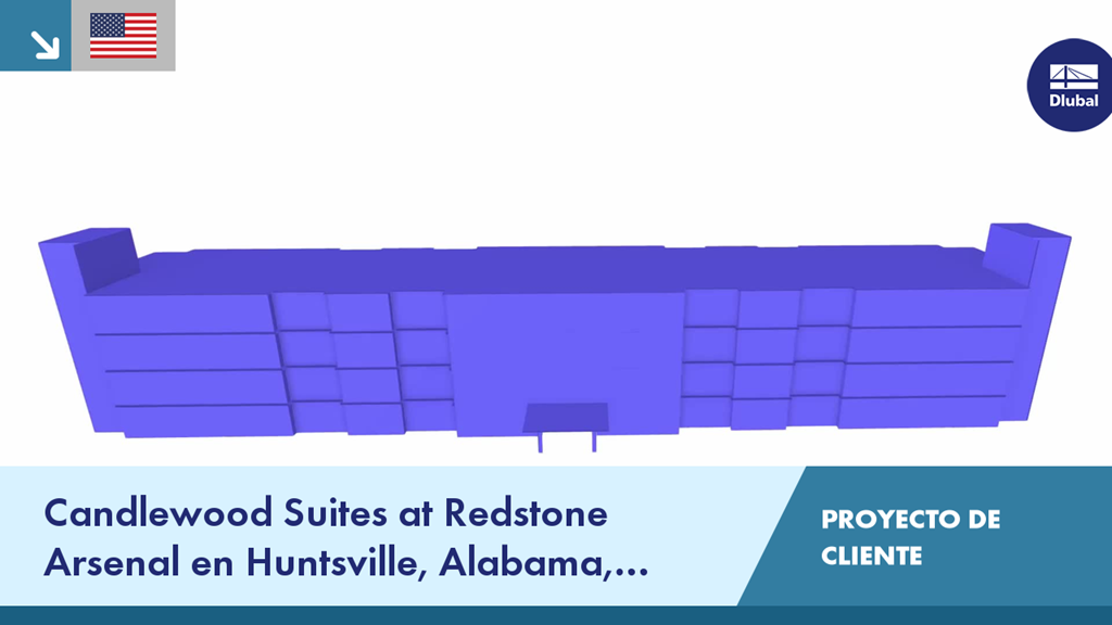 Vista del hotel Candlewood Suites en el arsenal de Redstone, un proyecto moderno de clientes en Huntsville, Alabama, EE. UU.