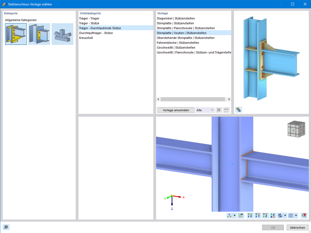 Plantilla de conexión de acero