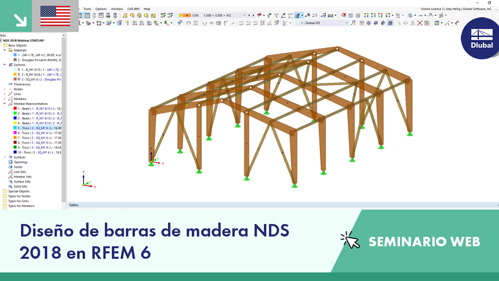 Cálculo de barras de madera según NDS 2018 en RFEM 6