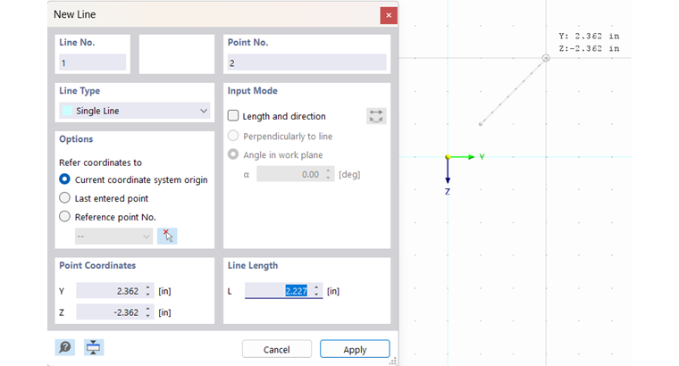 Definir gráficamente una línea